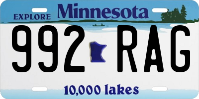 MN license plate 992RAG