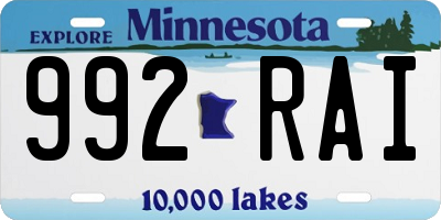 MN license plate 992RAI