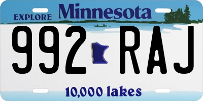 MN license plate 992RAJ