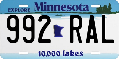 MN license plate 992RAL