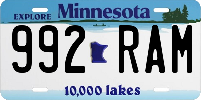 MN license plate 992RAM