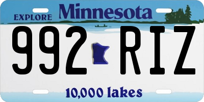 MN license plate 992RIZ