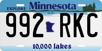 MN license plate 992RKC