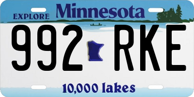 MN license plate 992RKE