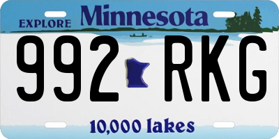 MN license plate 992RKG