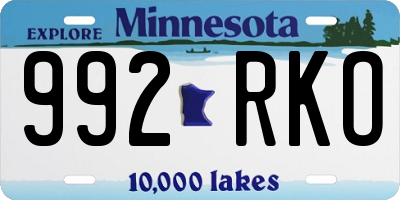 MN license plate 992RKO
