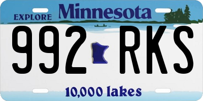 MN license plate 992RKS