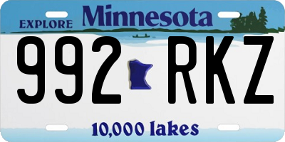 MN license plate 992RKZ