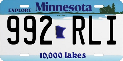 MN license plate 992RLI
