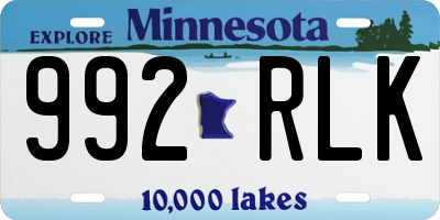 MN license plate 992RLK