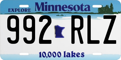 MN license plate 992RLZ