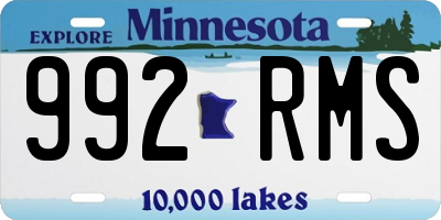 MN license plate 992RMS