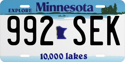 MN license plate 992SEK