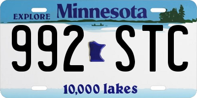 MN license plate 992STC