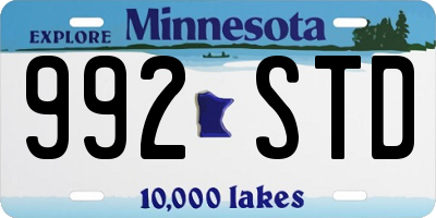MN license plate 992STD