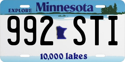 MN license plate 992STI