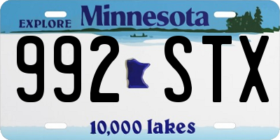 MN license plate 992STX