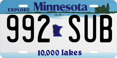 MN license plate 992SUB