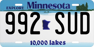 MN license plate 992SUD