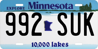 MN license plate 992SUK