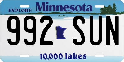 MN license plate 992SUN