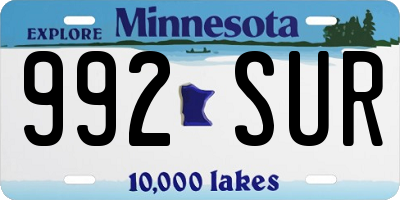 MN license plate 992SUR