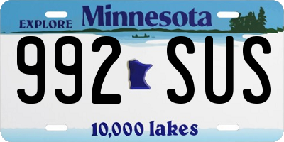 MN license plate 992SUS