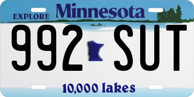 MN license plate 992SUT