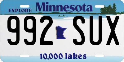 MN license plate 992SUX