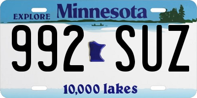 MN license plate 992SUZ