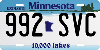 MN license plate 992SVC