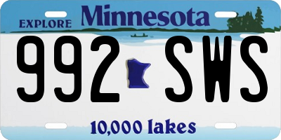 MN license plate 992SWS