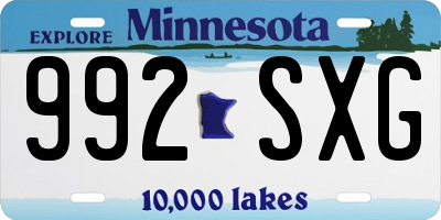 MN license plate 992SXG