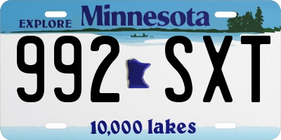 MN license plate 992SXT