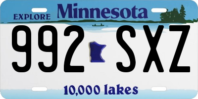 MN license plate 992SXZ