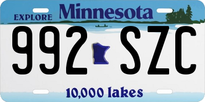 MN license plate 992SZC