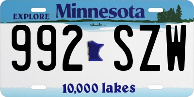 MN license plate 992SZW