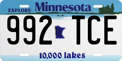 MN license plate 992TCE