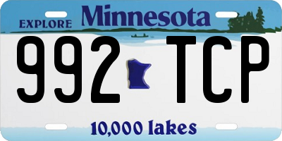 MN license plate 992TCP