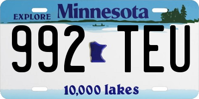 MN license plate 992TEU