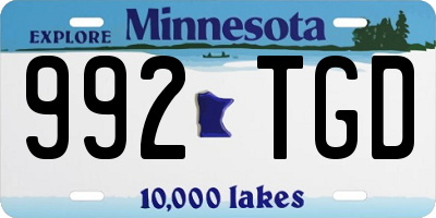 MN license plate 992TGD