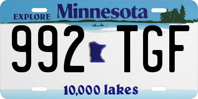 MN license plate 992TGF