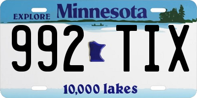 MN license plate 992TIX