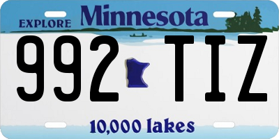MN license plate 992TIZ