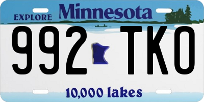 MN license plate 992TKO