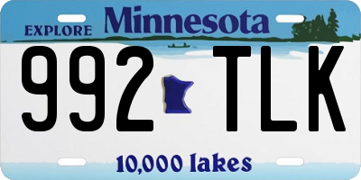 MN license plate 992TLK