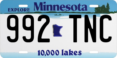 MN license plate 992TNC