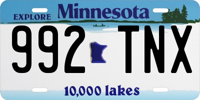 MN license plate 992TNX