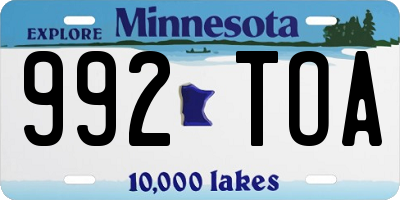 MN license plate 992TOA