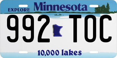 MN license plate 992TOC